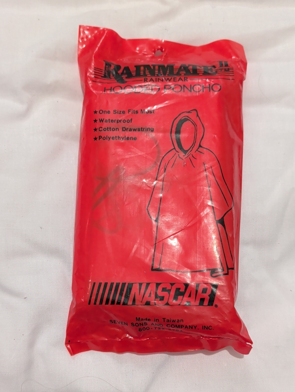 DALE EARNHARDT JR #8 ADULT RED HOODED RAIN PONCHO- NEW
